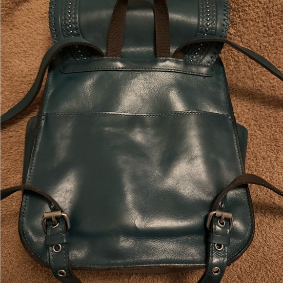 Patricia Nash Tooled Leather Teal Leather Backpack with Fringe Detail - Picture 4 of 13